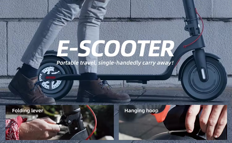 Portable travel — single-handedly carry the folded e-scooter